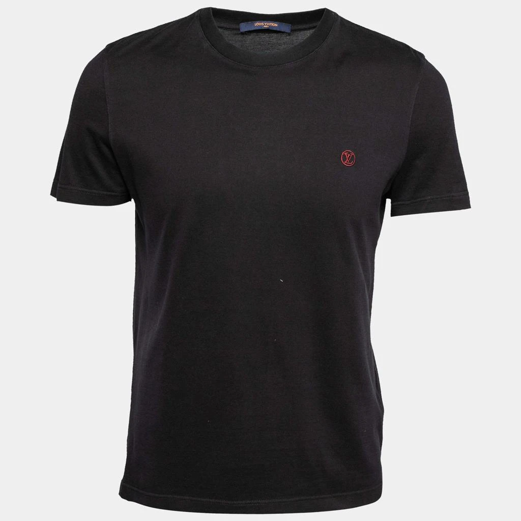 商品[二手商品] Louis Vuitton|Louis Vuitton Black Cotton Logo Embroidered Short Sleeve T-Shirt S,价格¥1448,第1张图片