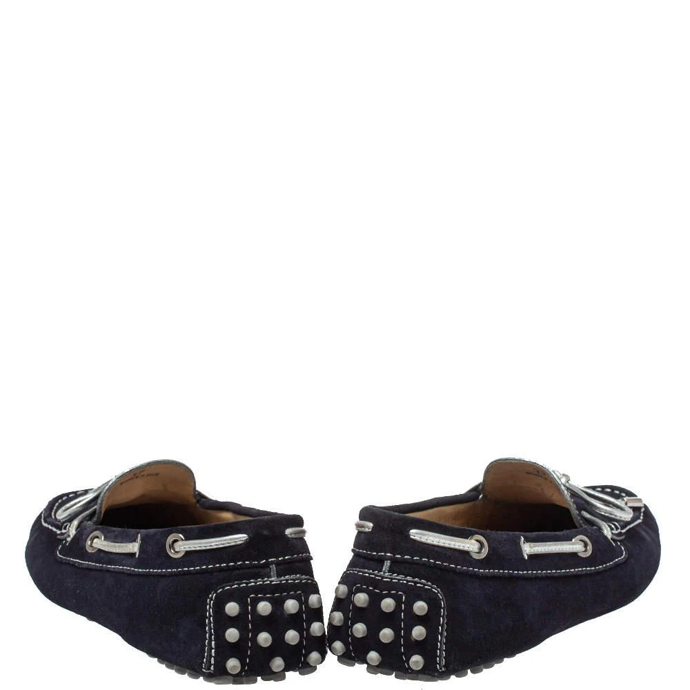 商品[二手商品] Tod's|Tod's Navy Blue Suede Bow Slip On Loafers Size 37,价格¥997,第5张图片详细描述