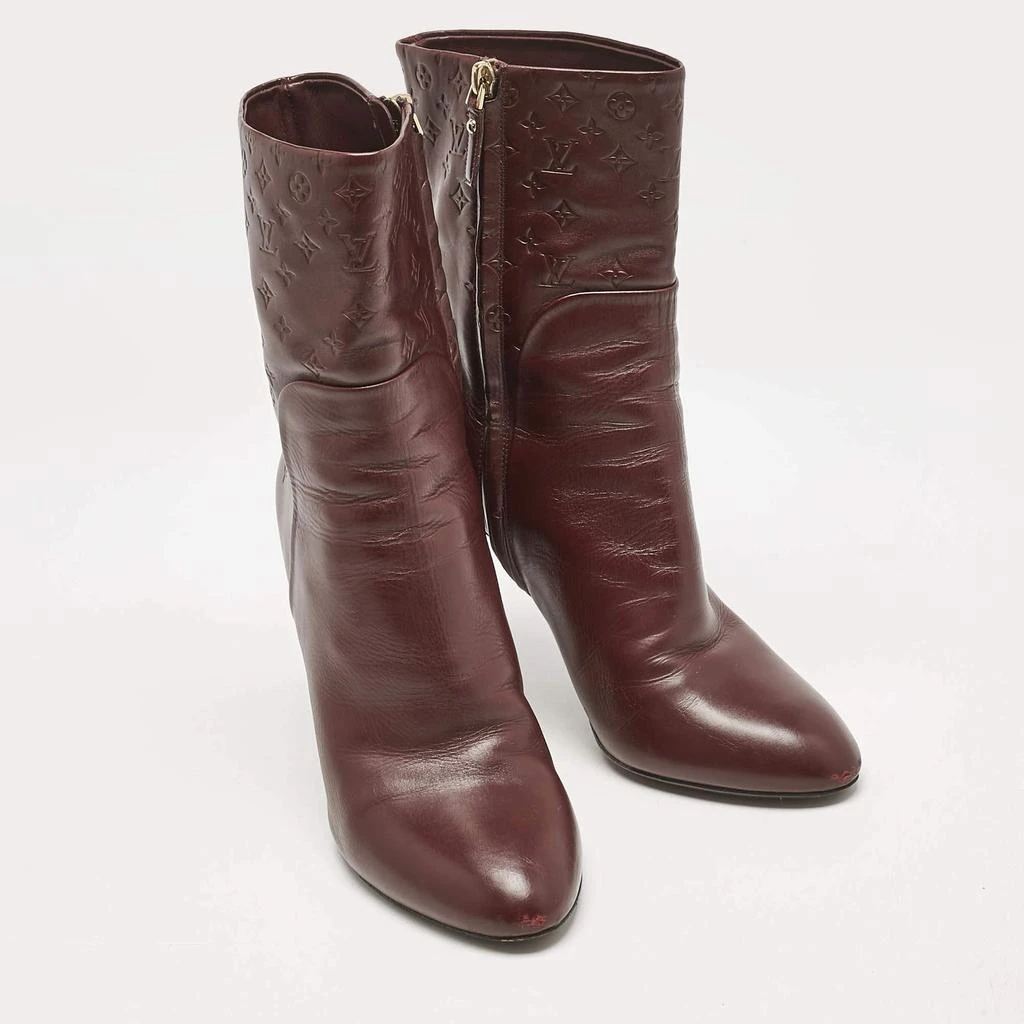 商品[二手商品] Louis Vuitton|Louis Vuitton Burgundy Monogram Leather Ankle Boots Size 38,价格¥5034,第4张图片详细描述