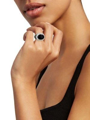 商品Delatori by ALOR|Sterling Silver, Black Rhodium, Black Onyx & Clear Crystal Ring,价格¥2830,第2张图片详细描述