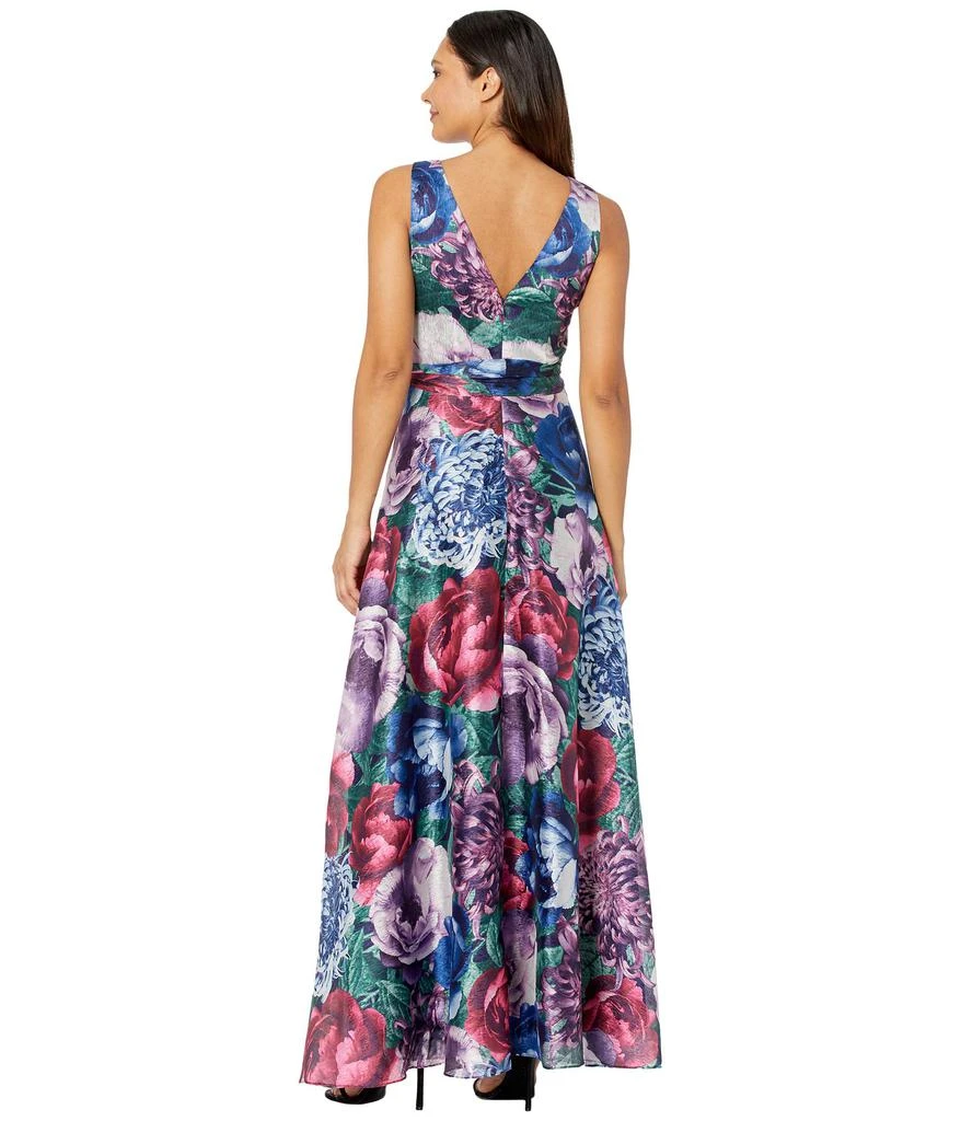 商品Tahari|Sleeveless Printed Satin Shimmer Maxi Dress with Self Tie Waist,价格¥956,第2张图片详细描述