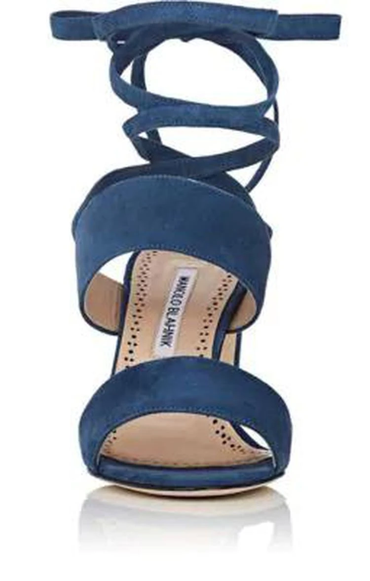 商品Manolo Blahnik|Khandala Suede Ankle-Tie Sandals,价格¥2794,第4张图片详细描述