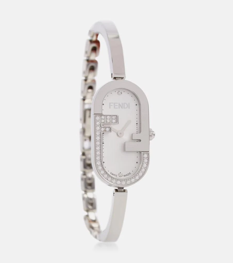 商品Fendi|O'Lock stainless steel watch with diamonds,价格¥15555,第1张图片