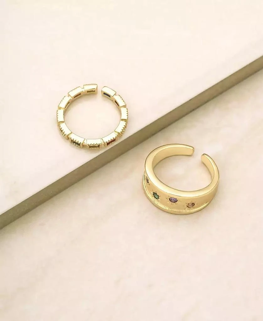 商品Ettika Jewelry|18k Gold-Plated 2-Pc. Set Rainbow Cubic Zirconia Rings,价格¥448,第2张图片详细描述