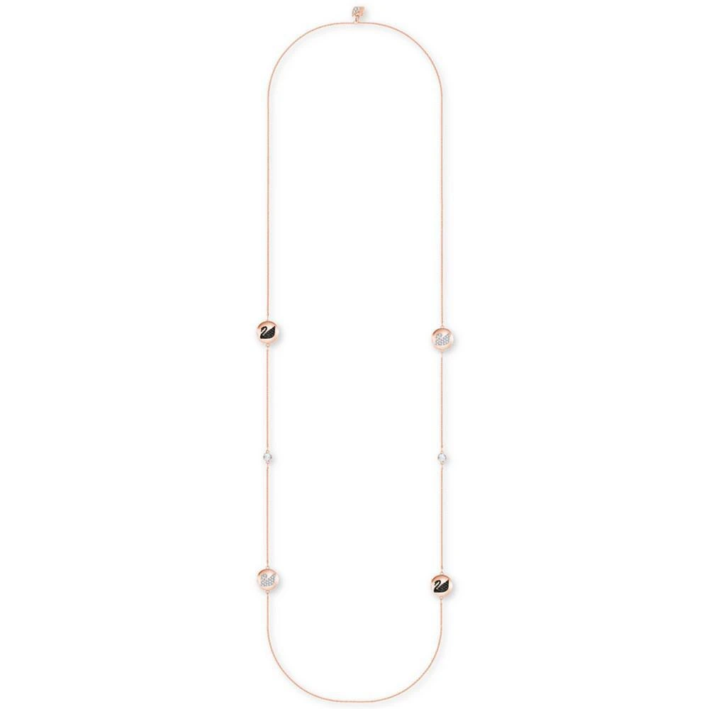 商品Swarovski|Rose Gold-Tone Clear & Jet Crystal Swan Disc Strand Necklace,价格¥1103,第1张图片