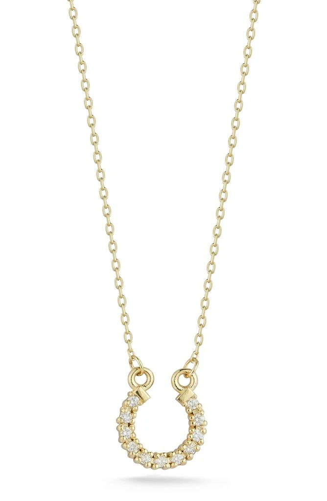 商品Ember Fine Jewelry|14K Gold Diamond Horse Shoe Pendant Necklace - 0.08 ctw,价格¥2866,第1张图片