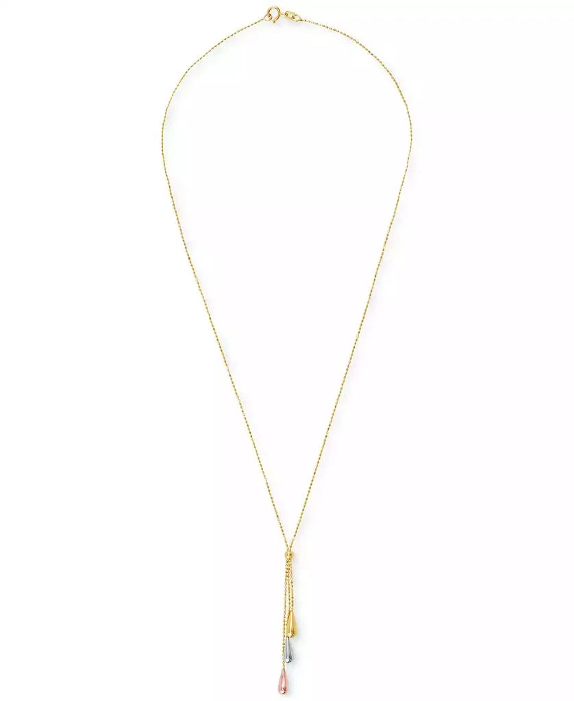 商品Italian Gold|Tri-Gold Lariat Necklace in 14k Gold, White Gold and Rose Gold,价格¥7521,第4张图片详细描述