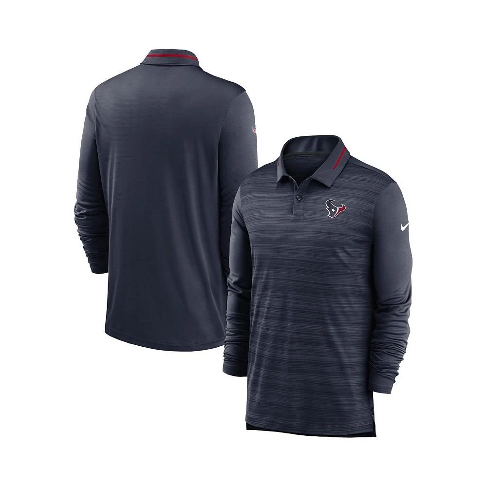 商品NIKE|Men's Heathered Navy Houston Texans Sideline Performance Long Sleeve Polo Shirt,价格¥458,第1张图片