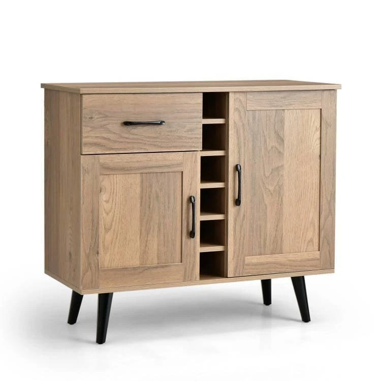 商品QuikFurn|Modern Mid-Century Style Kitchen Buffet Dining Sideboard Cabinet with Wine Rack,价格¥1928,第2张图片详细描述