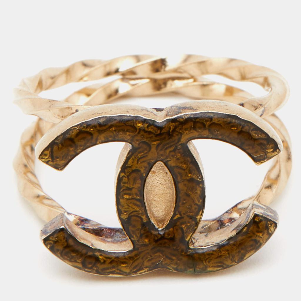商品[二手商品] Chanel|Chanel CC Resin Gold Tone Ring Size 53,价格¥4458,第4张图片详细描述