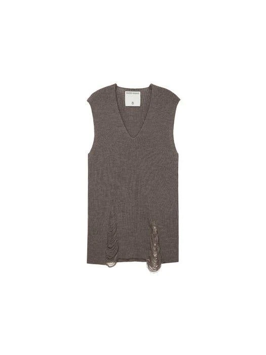 商品MAISONMARAIS|Ribbed Knit Vest - Cocoa,价格¥1046,第1张图片