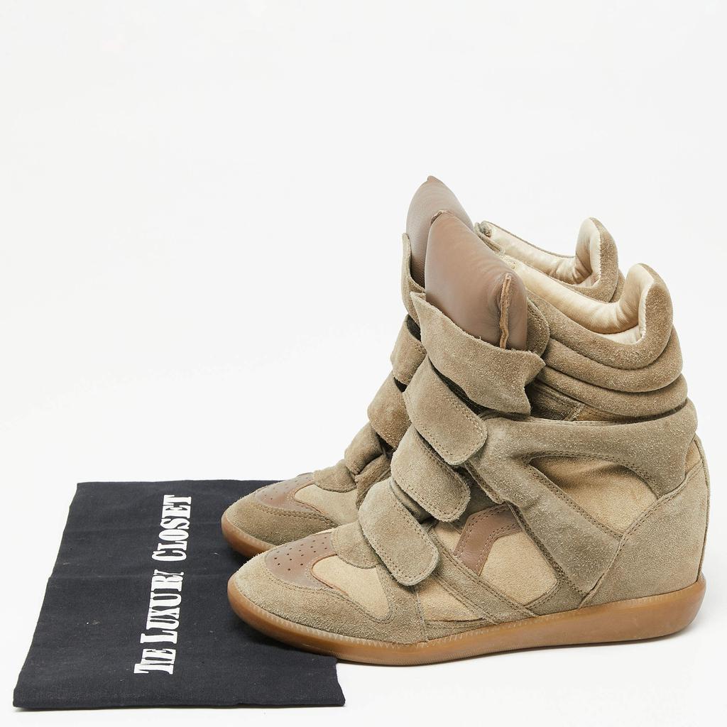 Isabel Marant Green Suede And Leather High Top Sneakers Size 38商品第9张图片规格展示