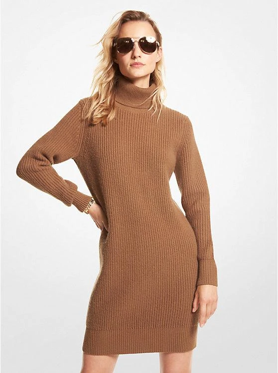 商品Michael Kors|Ribbed Wool and Cashmere Blend Turtleneck Sweater Dress,价格¥574,第1张图片