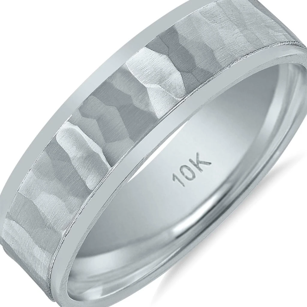 商品SSELECTS|Men's 10K White Gold 6Mm Wedding Band With Hammered Center,价格¥5359,第3张图片详细描述