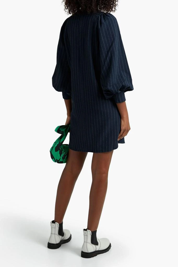 商品Ganni|Gathered striped crepe mini dress,价格¥483,第3张图片详细描述