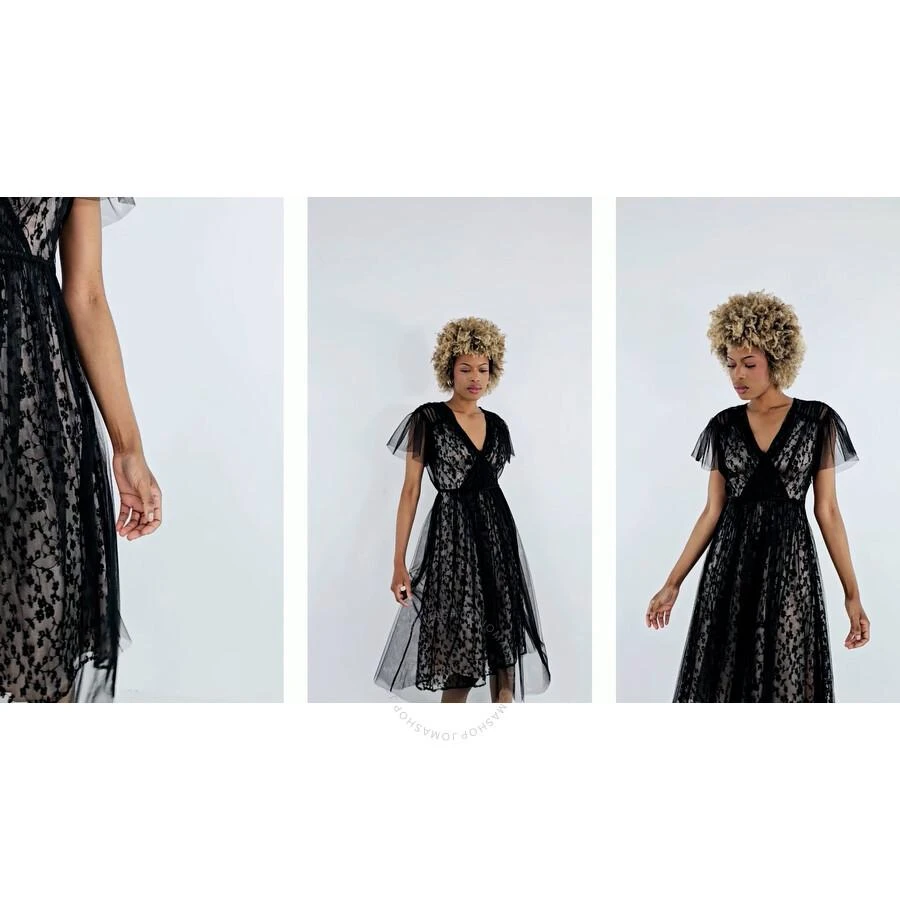 商品Burberry|Ruffled Hem Embroidered Tulle Dress In Black,价格¥1517,第1张图片