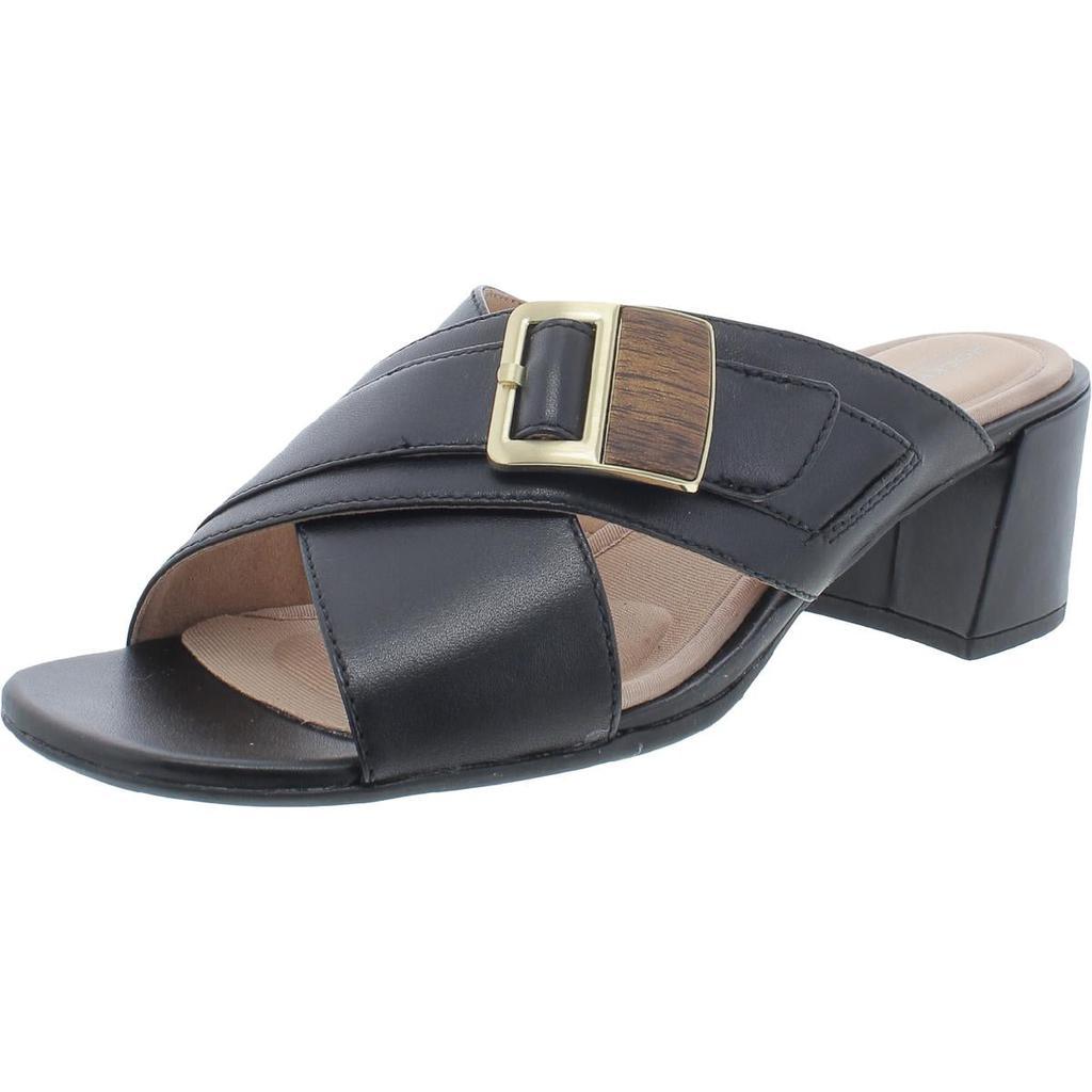 商品Rockport|Rockport Womens Alaina Leather Criss-Cross Front Slide Sandals,价格¥126-¥148,第1张图片