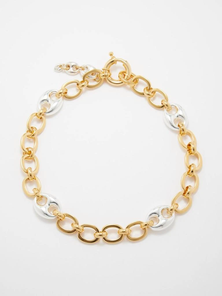 商品Timeless Pearly|Link 24kt gold & white gold-plated necklace,价格¥1668,第1张图片