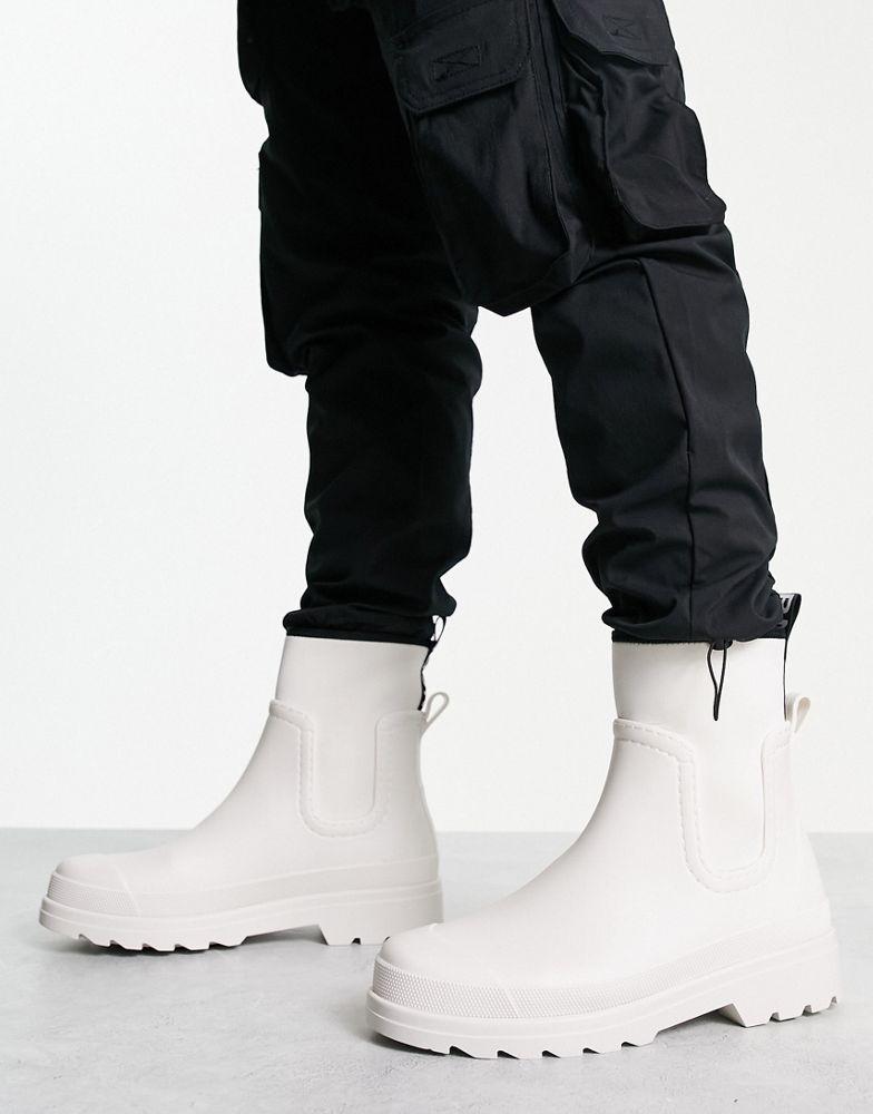 ASOS DESIGN wellington boot in white with black tape detail商品第3张图片规格展示