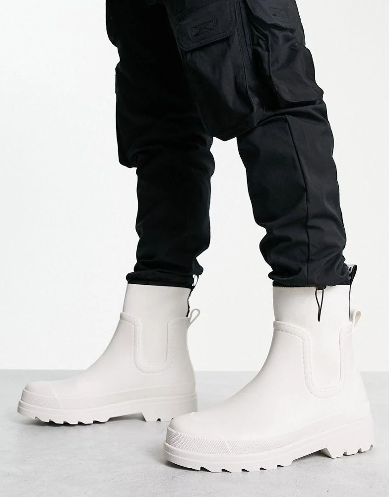 商品ASOS|ASOS DESIGN wellington boot in white with black tape detail,价格¥246,第3张图片详细描述