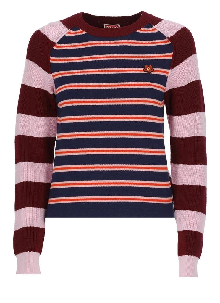 商品Kenzo|Kenzo Floral Embroidered Striped Knitted Sweater,价格¥1861,第1张图片