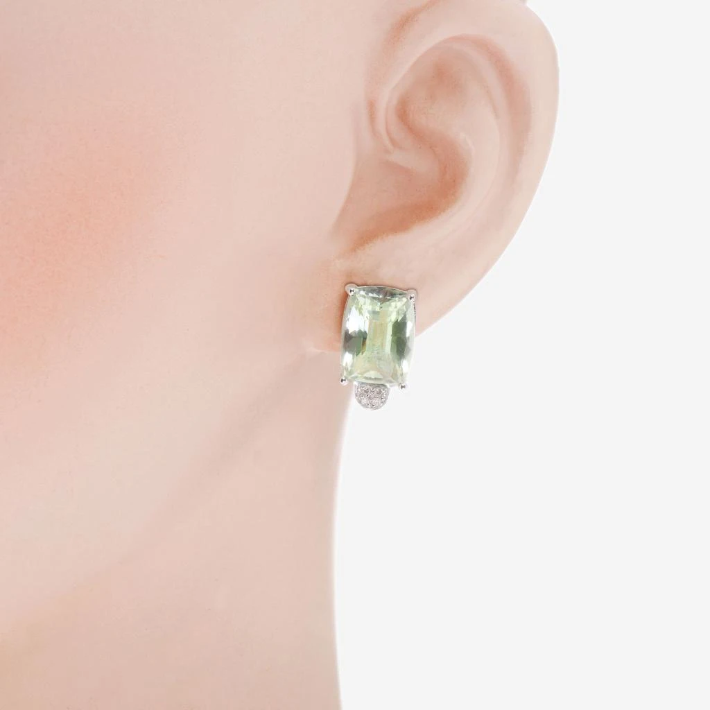 商品SuperOro|SuperOro 14K White Gold, Green Quartz And Diamond Huggie Earrings 63104,价格¥11145,第2张图片详细描述