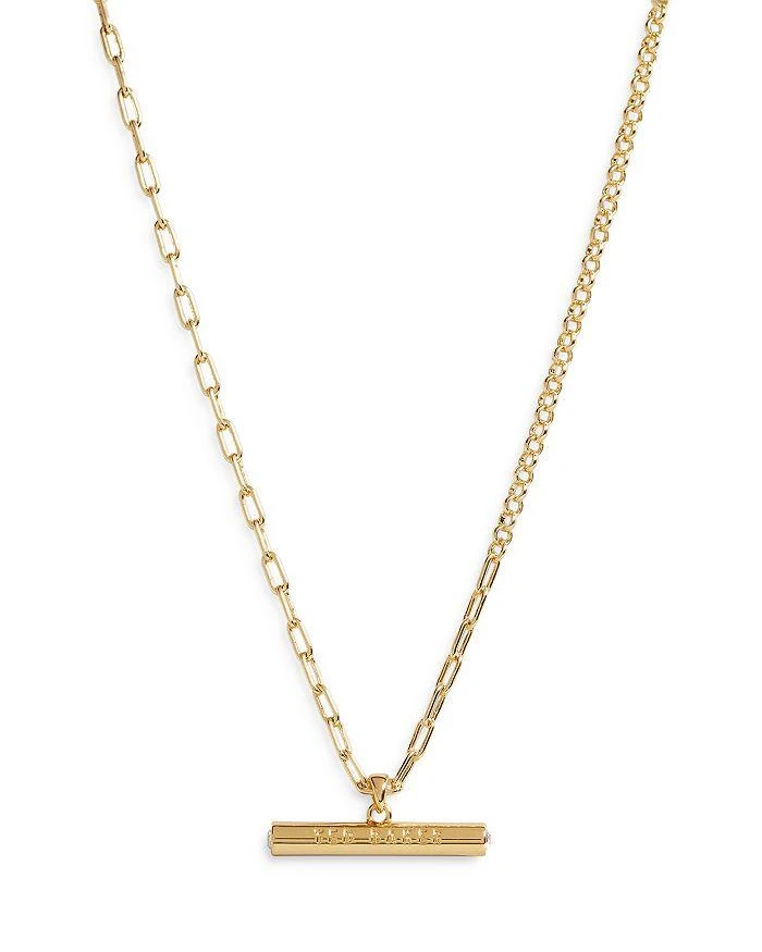 商品Ted Baker London|Tharaa Pavé Accent Bar Pendant Necklace in Gold Tone, 18"-20",价格¥337,第1张图片