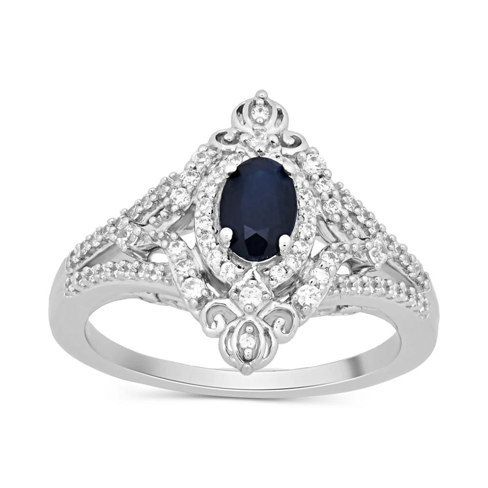 商品Enchanted Disney Fine Jewelry|Sapphire (1/2 ct. t.w.) & Diamond (1/3 ct. t.w.) Cinderella Ring in 14k White Gold,价格¥18519,第1张图片