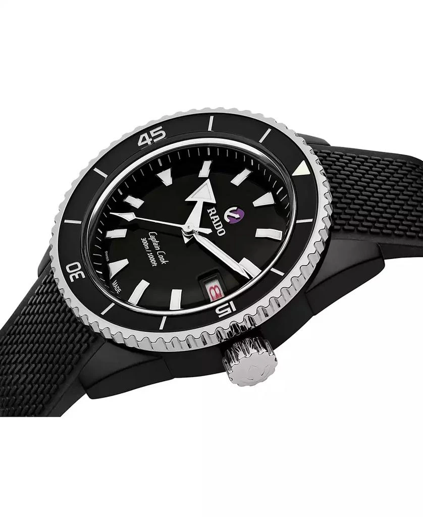 商品Rado|Men's Swiss Automatic Captain Cook Diver Black Rubber Bracelet Watch 43mm,价格¥25210,第3张图片详细描述