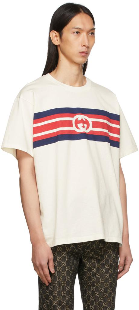 White Interlocking G Stripe T-Shirt商品第2张图片规格展示