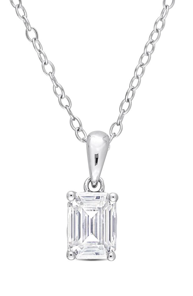 商品DELMAR|Sterling Silver Emerald Cut Lab Created Moissanite Pendant Necklace,价格¥1424,第1张图片