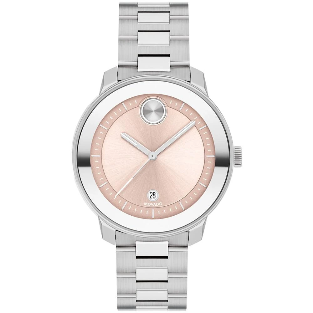 商品Movado|Women's Bold Verso Swiss Quartz Silver-Tone Stainless Steel Bracelet Watch 38mm,价格¥5219,第1张图片