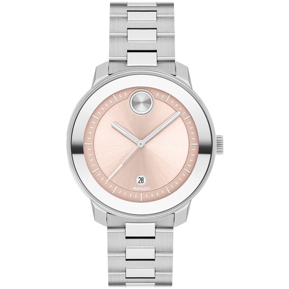 商品Movado|Women's Bold Verso Swiss Quartz Silver-Tone Stainless Steel Bracelet Watch 38mm,价格¥5198,第1张图片