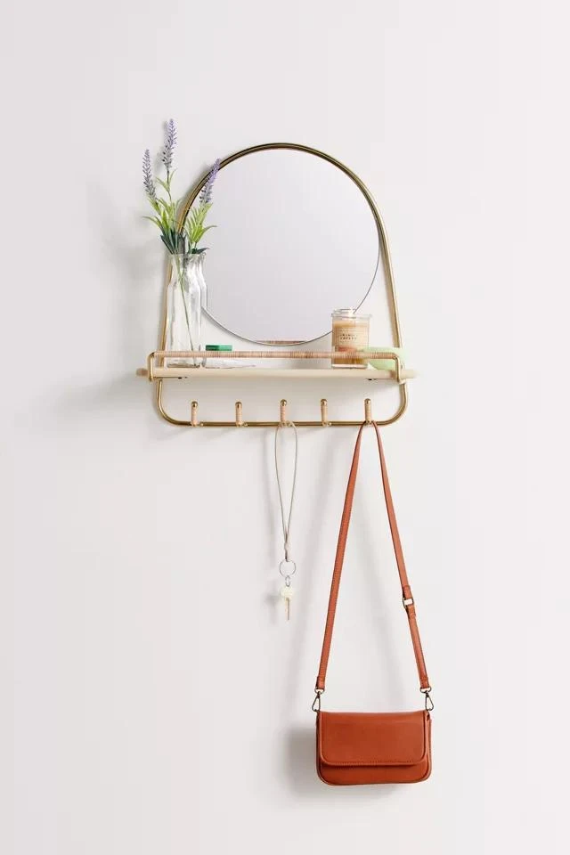 商品Urban Outfitters|Ella Mirror Multi-Hook Wall Shelf,价格¥967,第1张图片