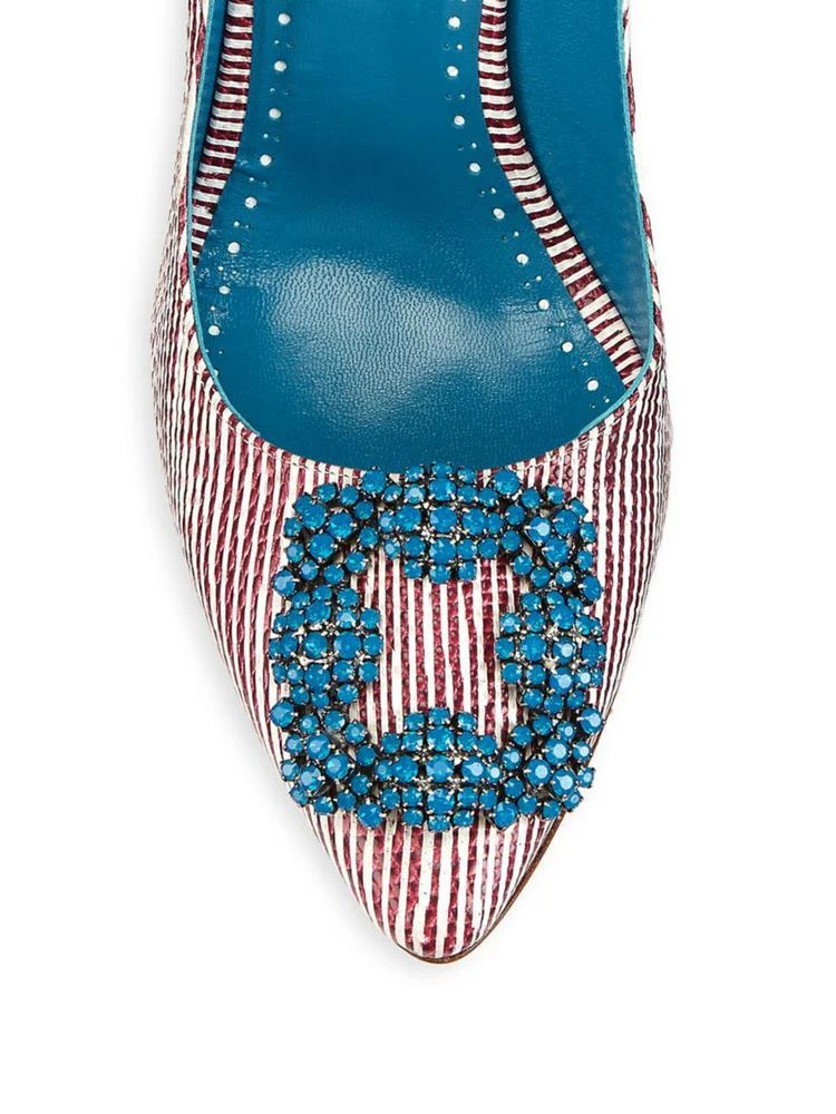 商品Manolo Blahnik|Hangisi 105 Striped Brooch Pumps,价格¥5525,第3张图片详细描述
