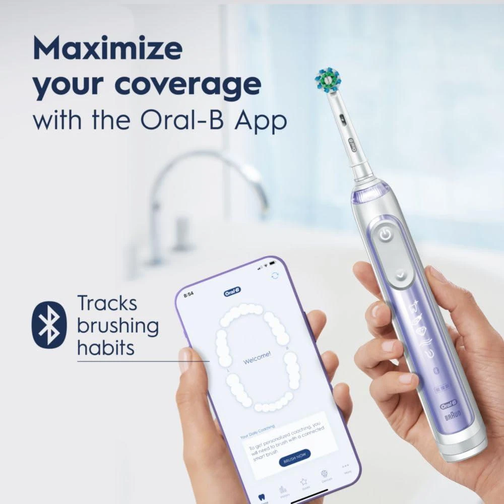 商品Oral-B|Oral-B Genius X Limited, Electric Toothbrush with Artificial Intelligence, Rechargeable Toothbrush (1) Replacement Brush Head, Travel Case, Orchid Purple,价格¥1699,第5张图片详细描述