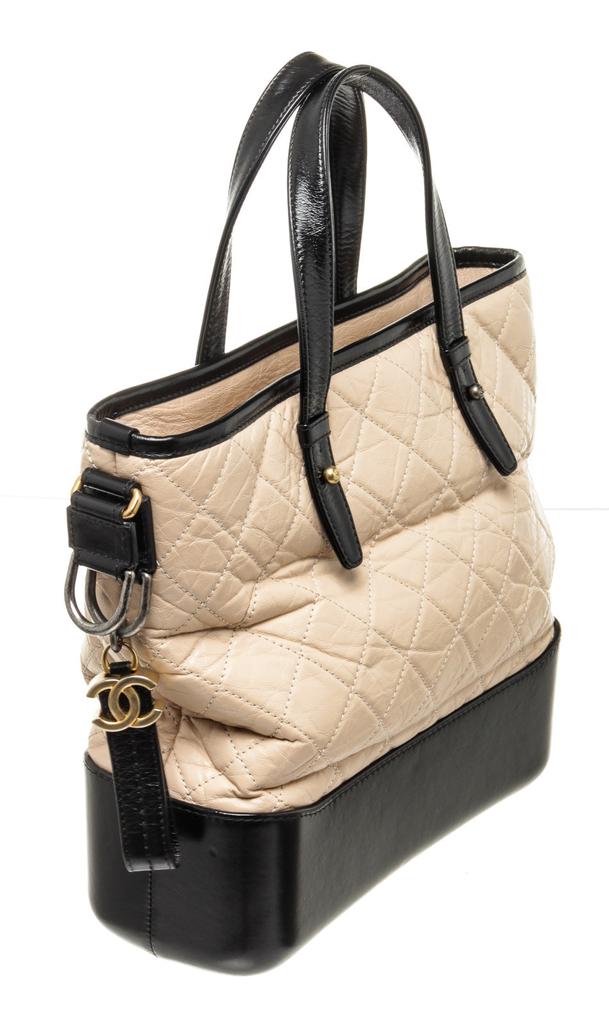 Chanel Cream Black Leather Gabrielle Tote Bag商品第2张图片规格展示