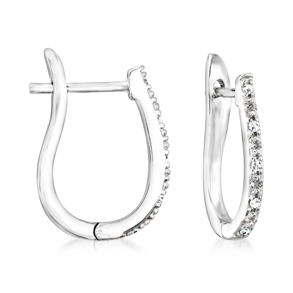 商品Ross-Simons|Ross-Simons Pave Diamond Hoop Earrings With Removable Drops in Sterling Silver,价格¥1559,第4张图片详细描述