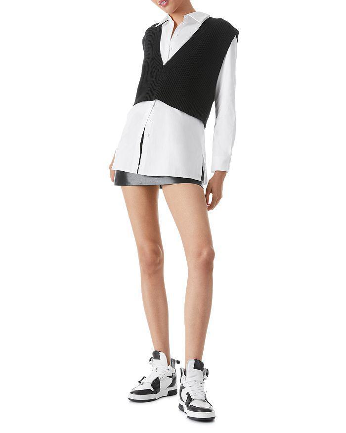 商品Alice + Olivia|Orly Woven Shirt Sweater Vest,价格¥3689,第4张图片详细描述