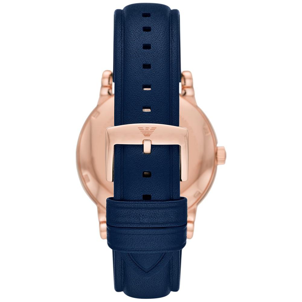 Men's Automatic Blue Leather Strap Watch 43mm商品第4张图片规格展示