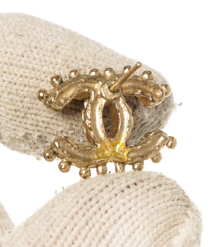 Chanel Rhinestone Gold CC Earrings商品第4张图片规格展示