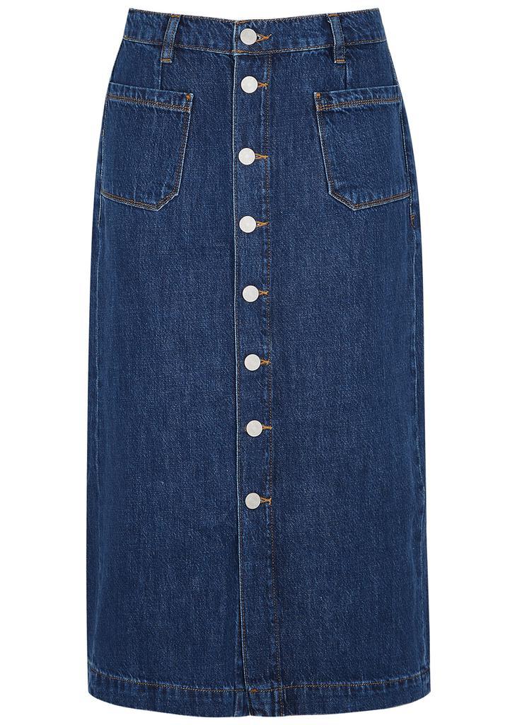 商品FRAME|Le Bardot dark blue denim midi skirt,价格¥1116,第1张图片