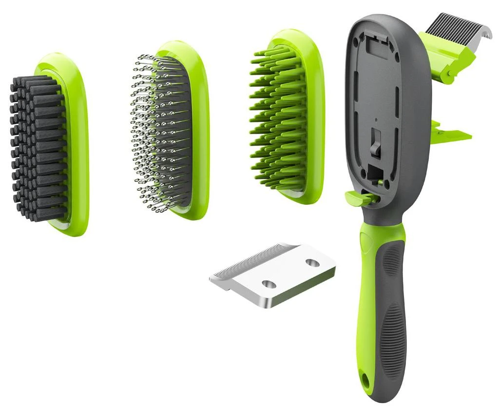 商品Pet Life|Conversion 5-in-1 Interchangeable Dematting and Deshedding Bristle Pin and Massage Grooming Pet Comb,价格¥243,第1张图片