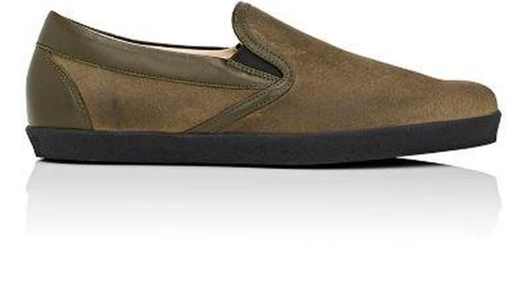 商品Barneys New York|Leather-Trimmed Slip-On Sneakers,价格¥961,第1张图片