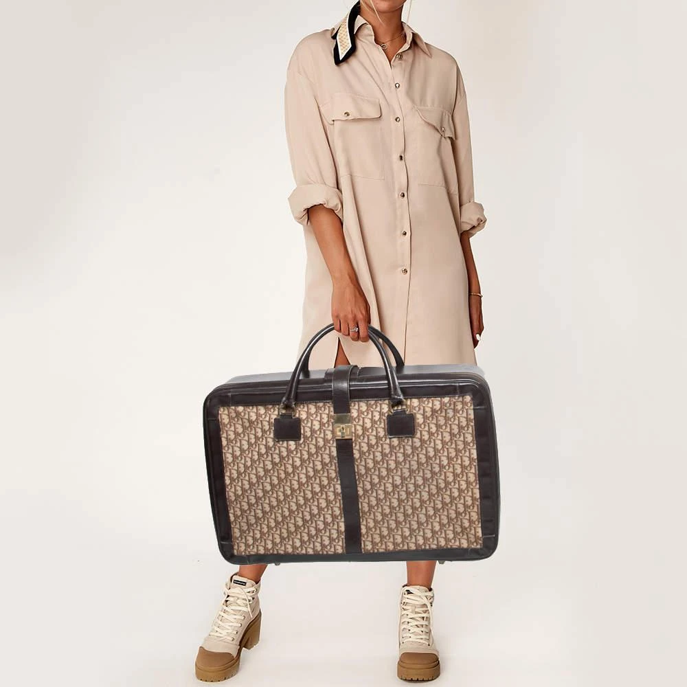 商品[二手商品] Dior|Dior Beige/Brown Diorissimo Canvas and Leather Vintage Suitcase,价格¥2697,第2张图片详细描述