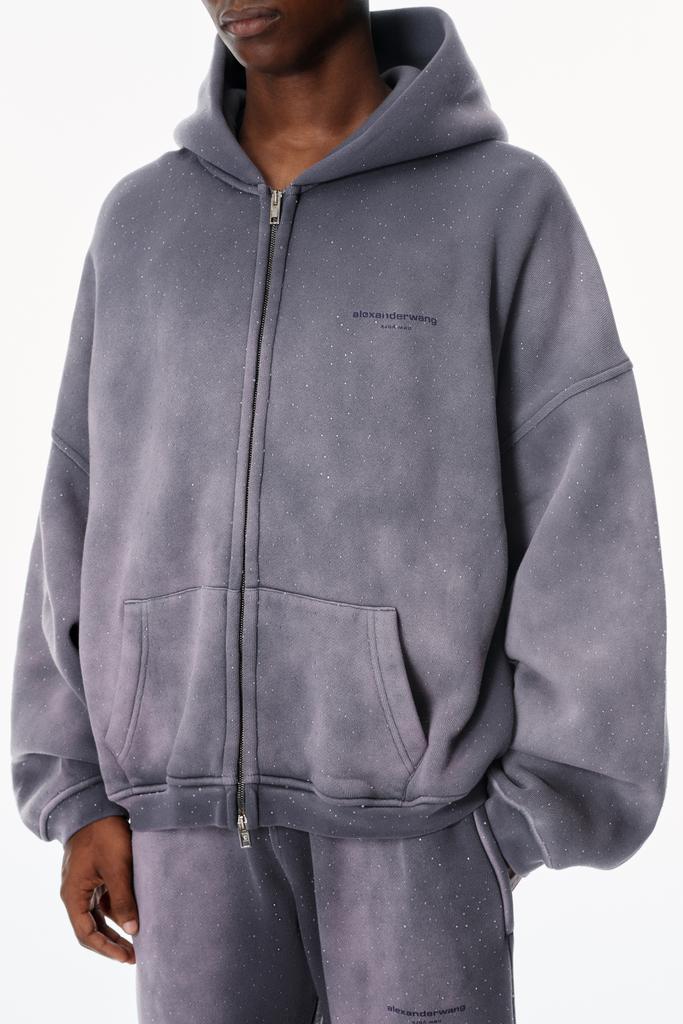 Alexander Wang Crystal Hotfix Zip-Up Hoodie - Free Shipping