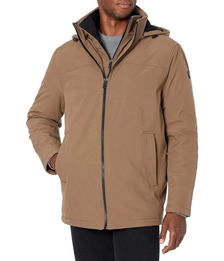 商品Calvin Klein|Men's Hooded Rip Stop Water and Wind Resistant Jacket with Fleece Bib,价格¥502,第1张图片