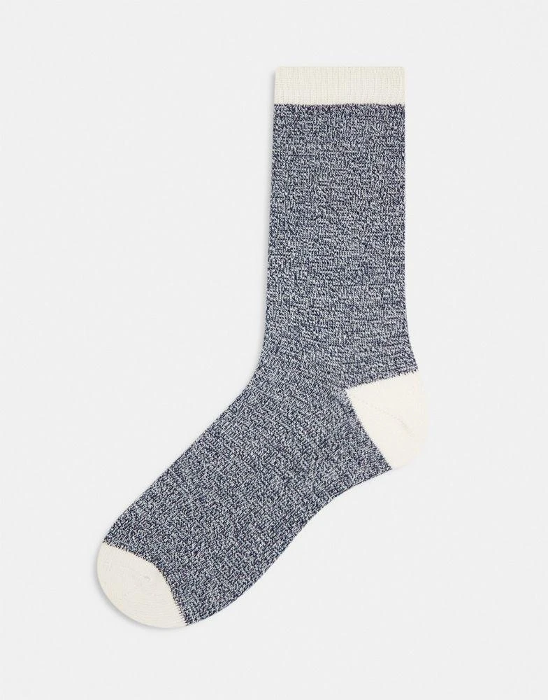 商品ASOS|ASOS DESIGN twist ribbed socks in blue and off-white,价格¥58,第1张图片