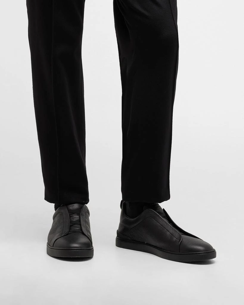 商品Zegna|Men's Triple Stitch Deerskin Leather Sneakers,价格¥8589,第3张图片详细描述
