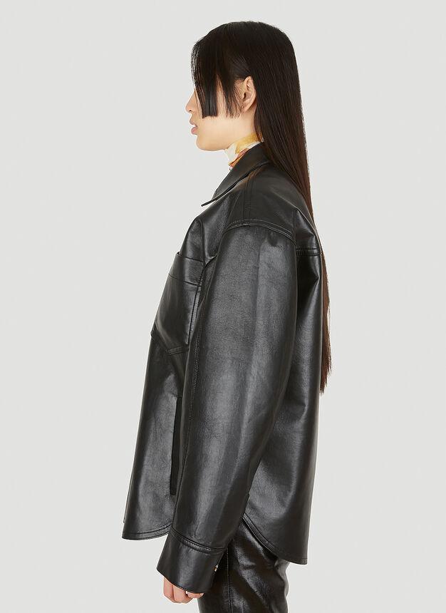 Kiora Faux Leather Overshirt in Black商品第3张图片规格展示